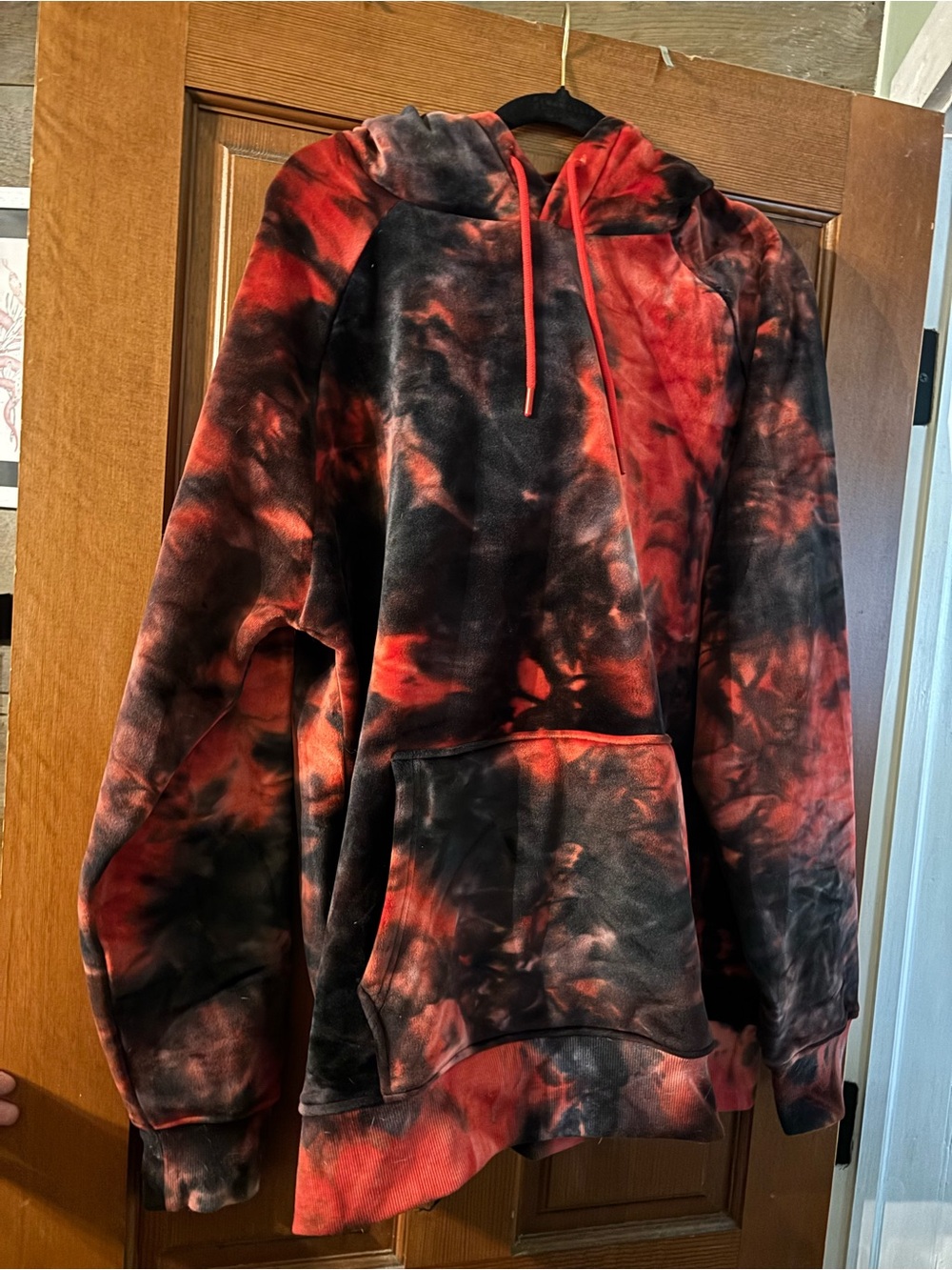 Spark Paws Black & Red Tie-Dye Pullover Hoodie